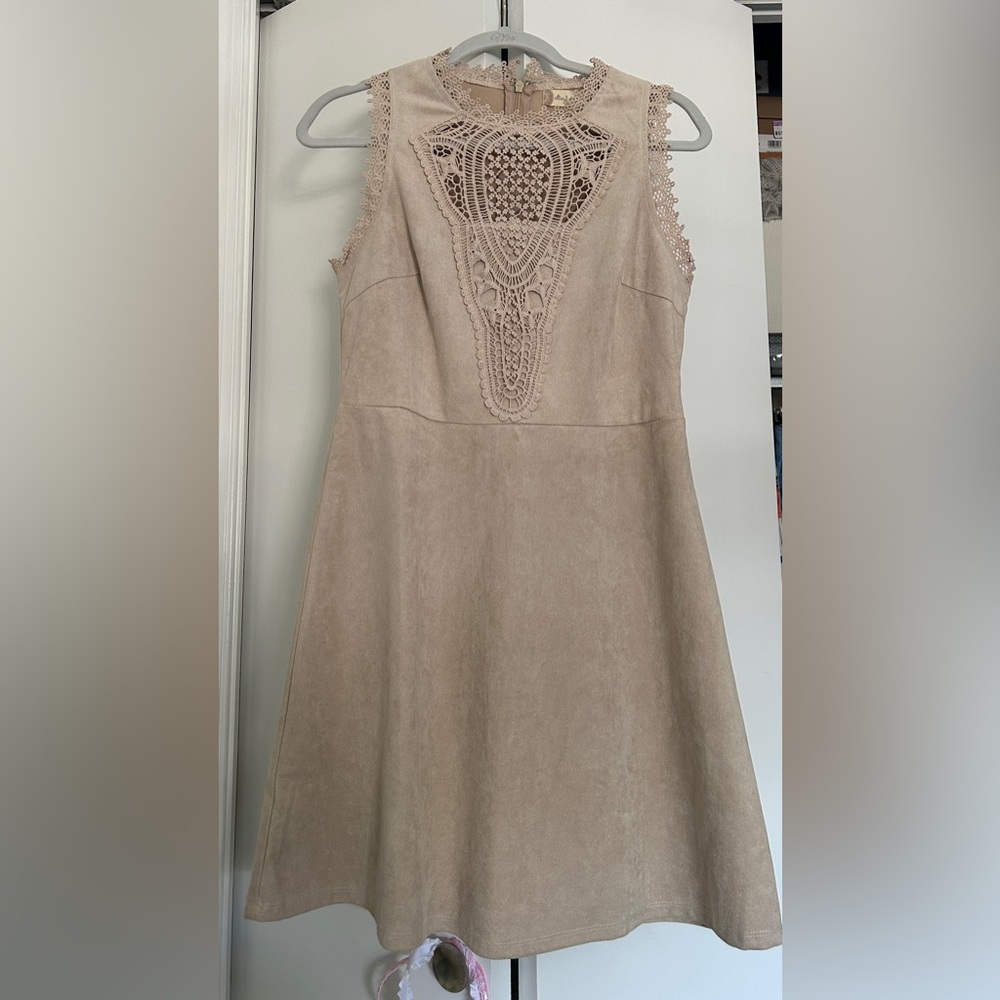 Altar’d State Tan Suede Mini Dress for Fall and Winter